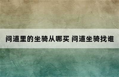 问道里的坐骑从哪买 问道坐骑找谁